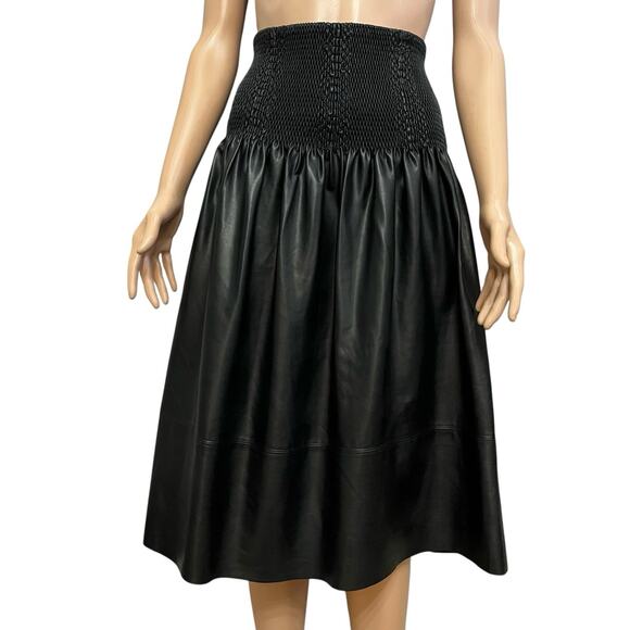 Current Air Dresses & Skirts - Current Air Faux Leather Midi Skirt Medium Fit And Flare Smocked Waist Pull On